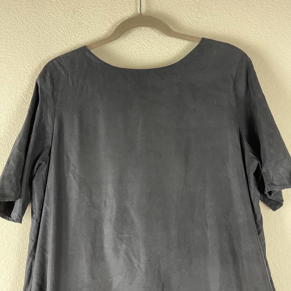 Billy Reid Faux Suede Tent Dress Womens Large Black Silk Lining Lagenlook - Picture 2 of 11
